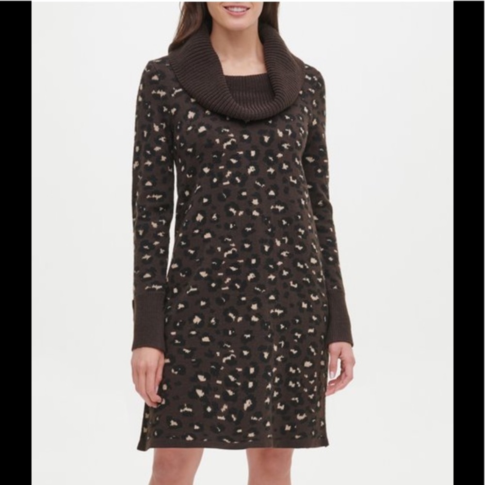 NWOT Tommy Hilfiger Leopard Sweater Dress - Picture 4 of 4